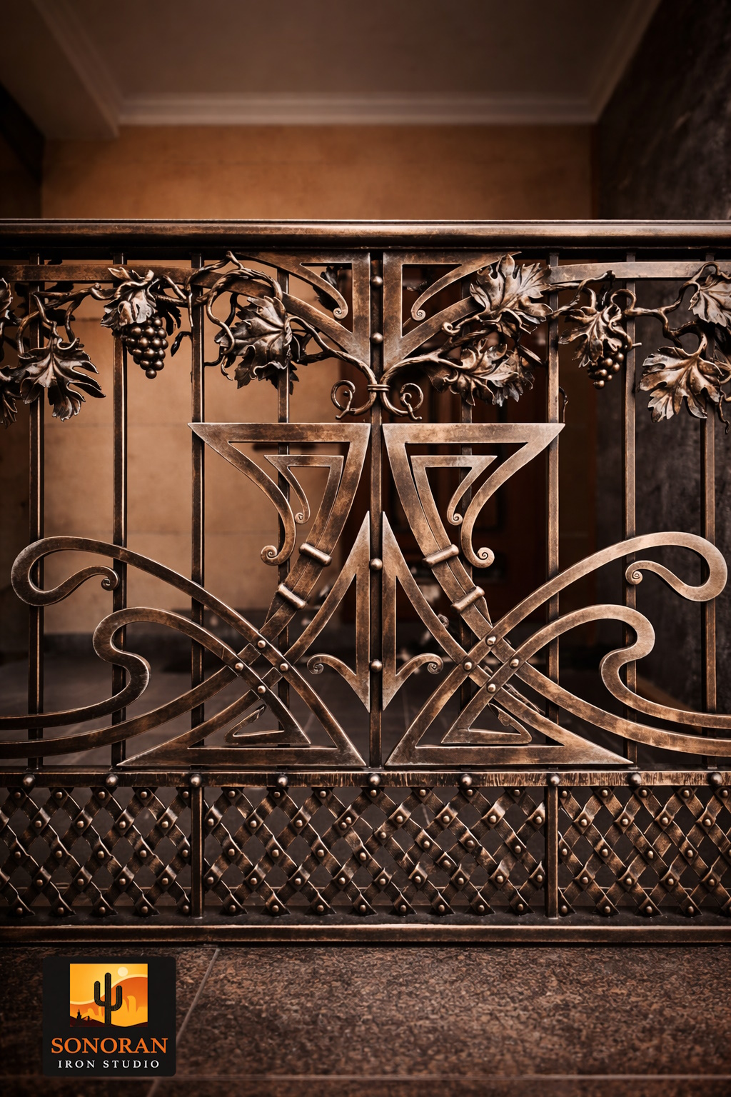 Vine & Geometry Forged Railing