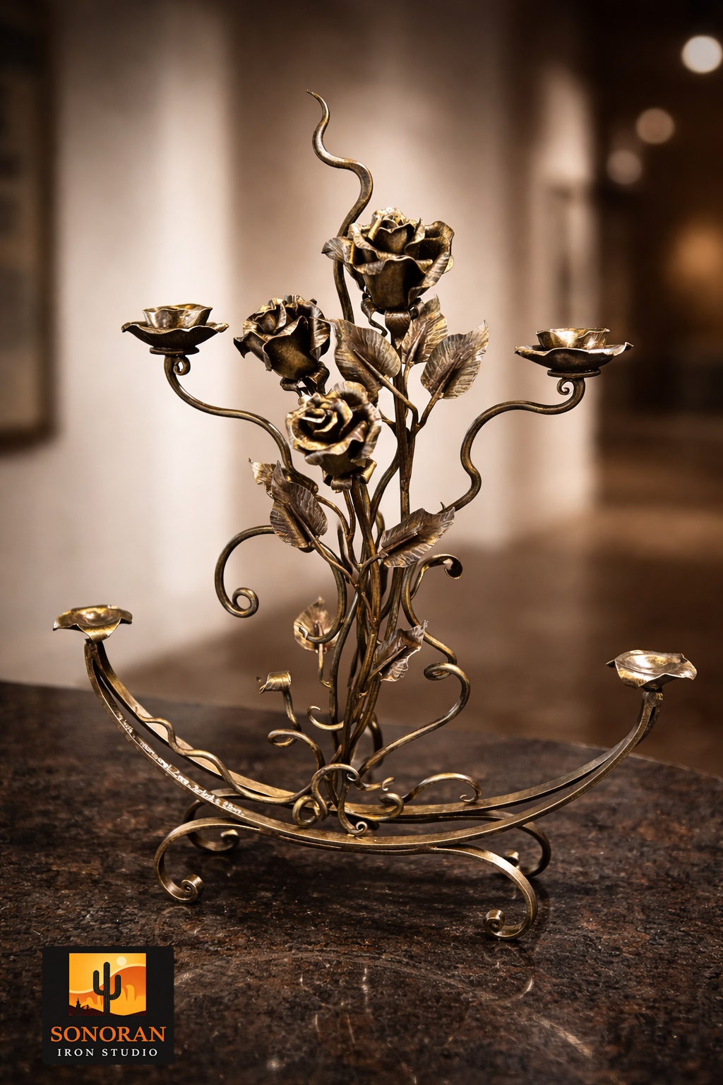Forged Rose Candelabra