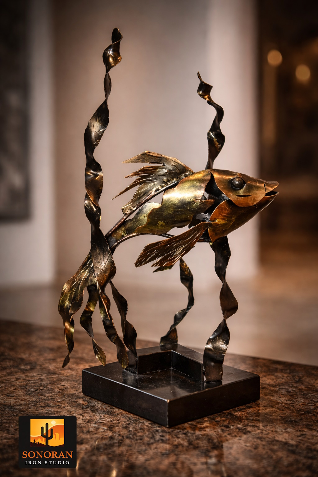 Forged Metal Fish Sculpture